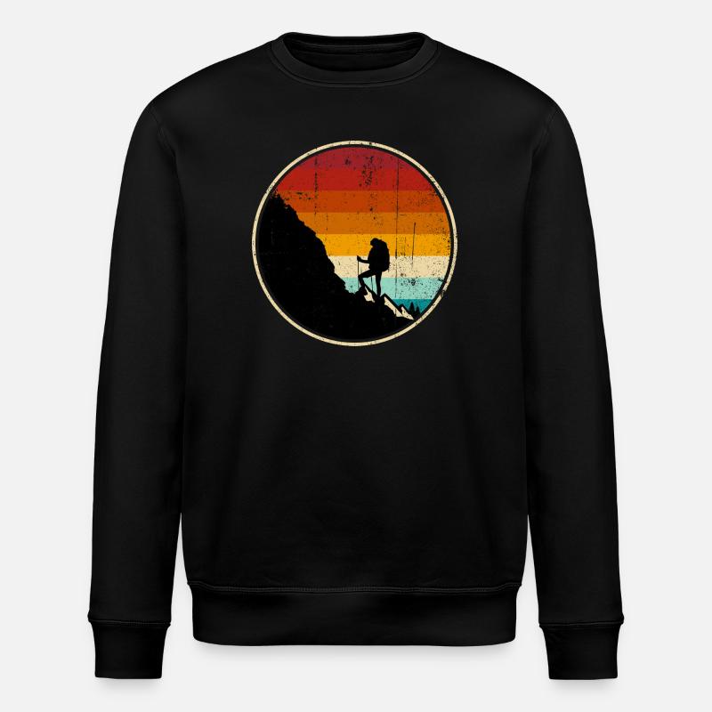 Kletterer am Sunset Retro Circle - Stanley/Stella Unisex Bio-Sweatshirt ROLLER - Schwarz