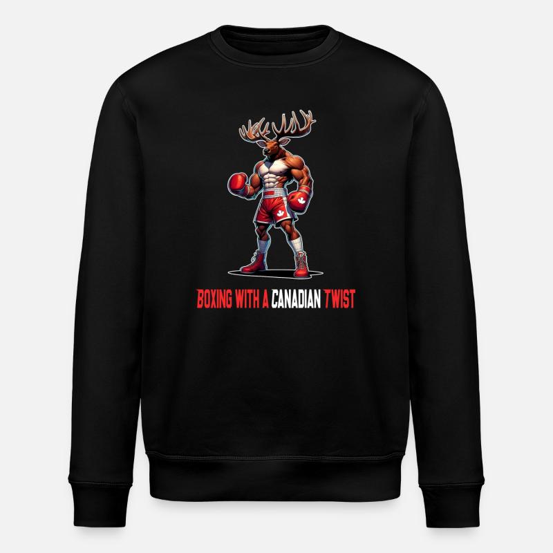 Canada elk box design - Stanley/Stella ROLLER Unisex Organic Sweatshirt - black