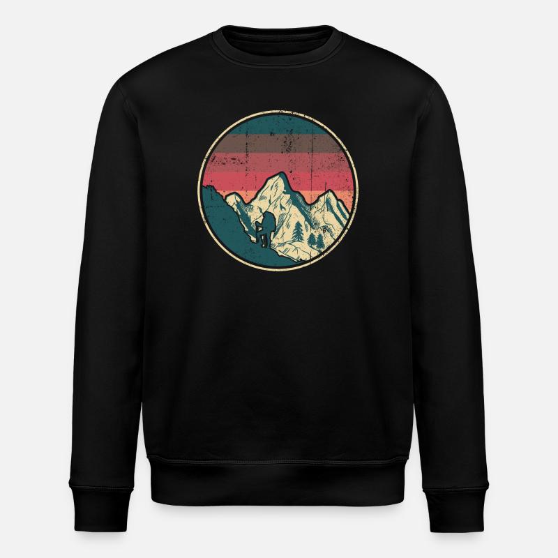 Alpine Hiker Retro Sonnenuntergang - Stanley/Stella Unisex Bio-Sweatshirt ROLLER - Schwarz