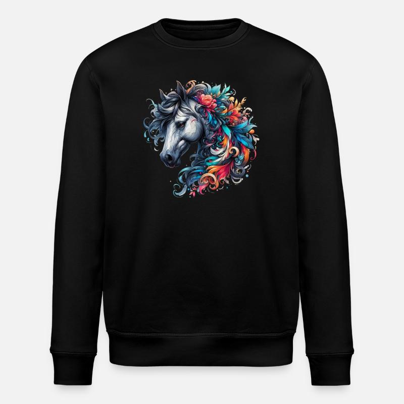 Pferd - Stanley/Stella Unisex Bio-Sweatshirt ROLLER - Schwarz