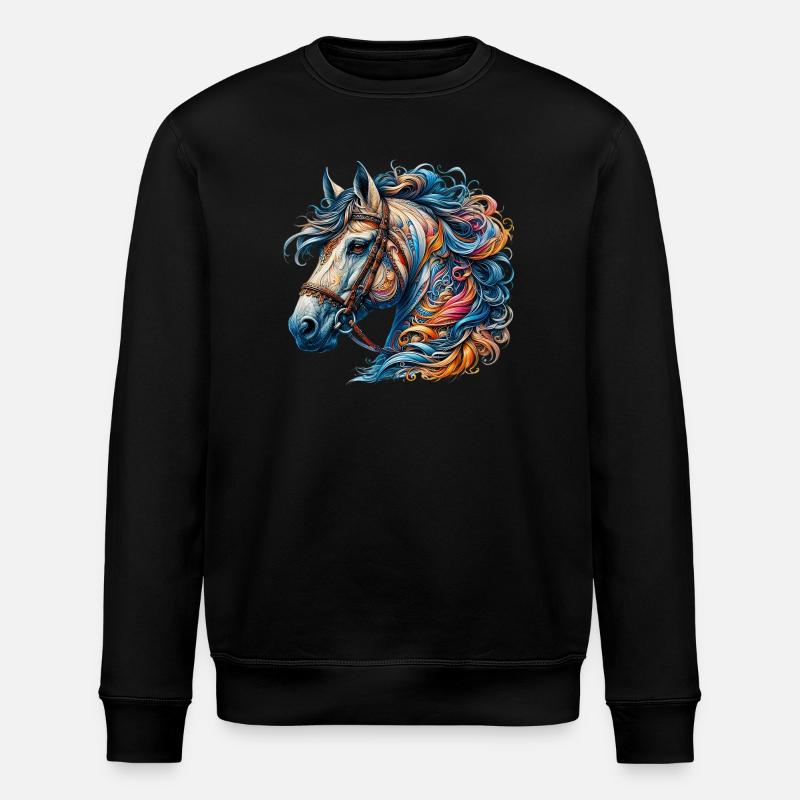 Pferd - Stanley/Stella Unisex Bio-Sweatshirt ROLLER - Schwarz