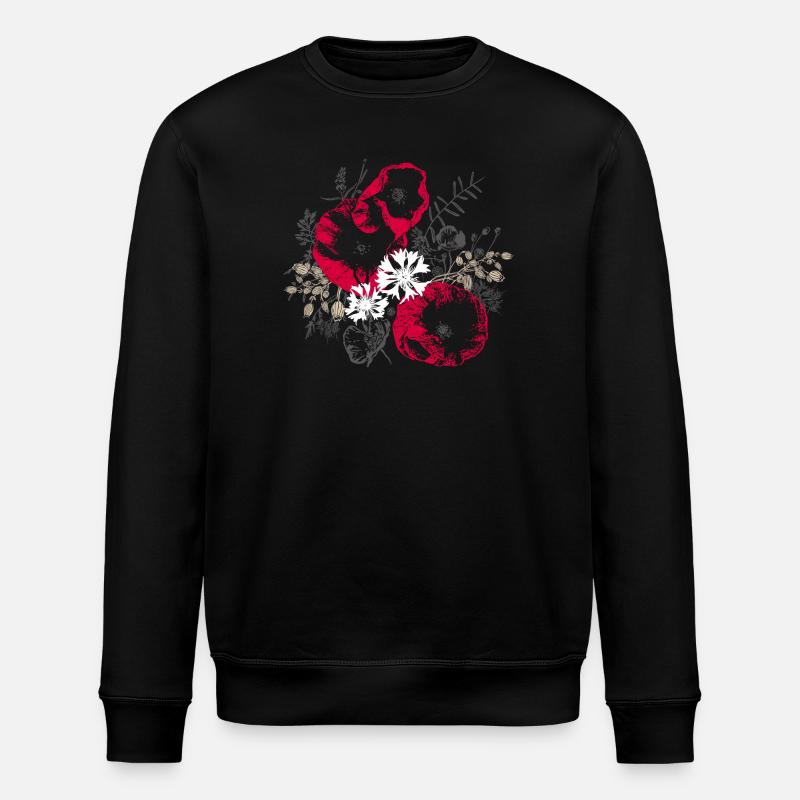 Mohnblumen Kornblumen Wildblumen - Stanley/Stella Unisex Bio-Sweatshirt ROLLER - Schwarz