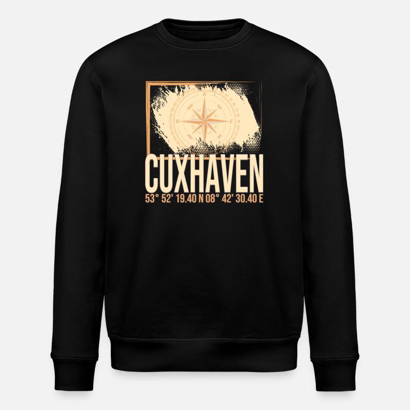 Cuxhaven Koordinaten - Stanley/Stella Unisex Bio-Sweatshirt ROLLER - Schwarz