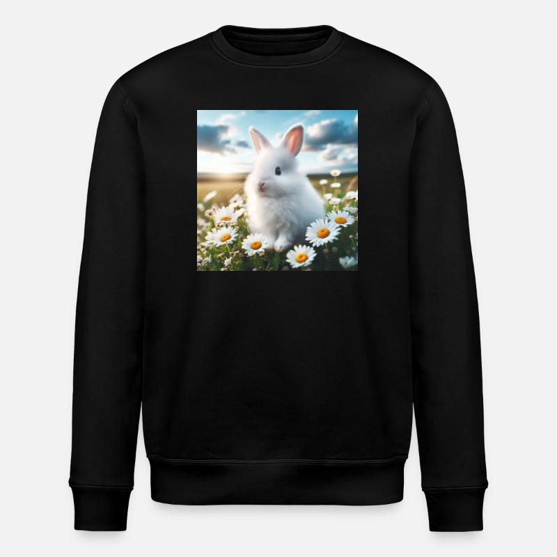 Entzückender weißer Hase - Stanley/Stella Unisex Bio-Sweatshirt ROLLER - Schwarz