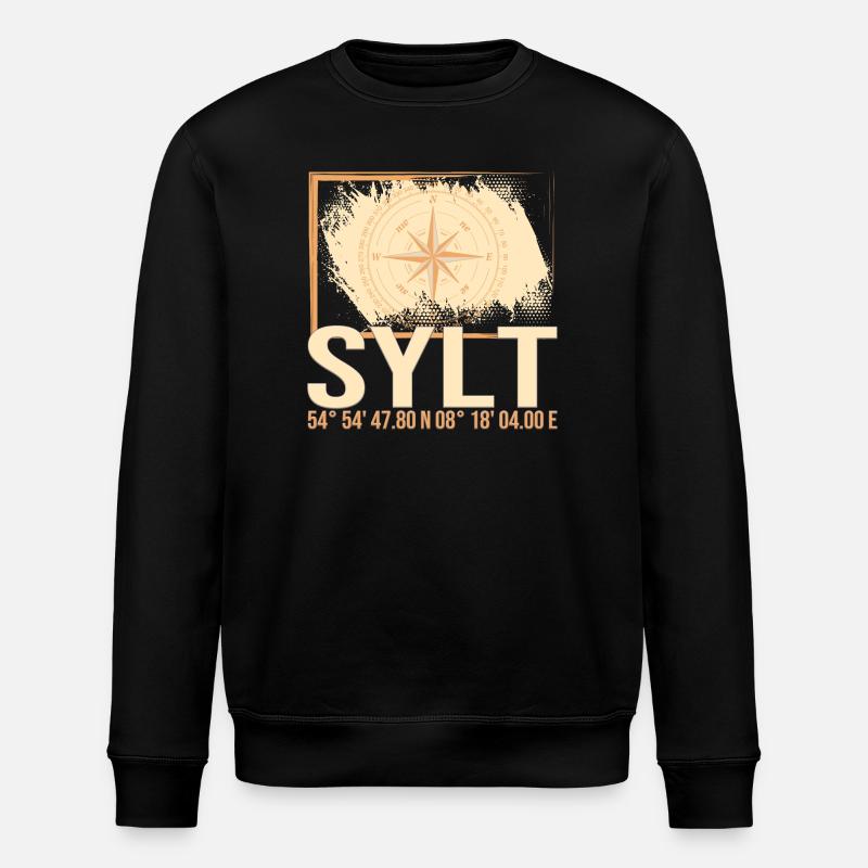 Sylt Koordinaten - Stanley/Stella Unisex Bio-Sweatshirt ROLLER - Schwarz