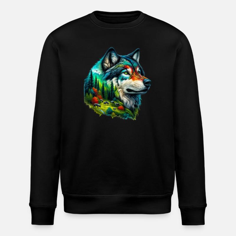 Wolf - Stanley/Stella ROLLER Unisex Organic Sweatshirt - black