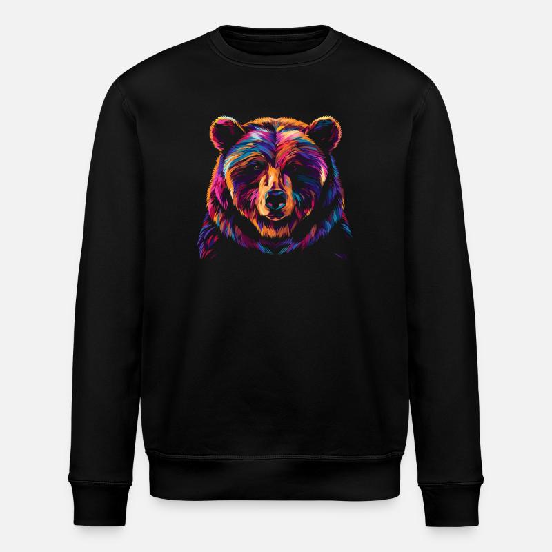 Bunte Bär Illustration - Stanley/Stella Unisex Bio-Sweatshirt ROLLER - Schwarz