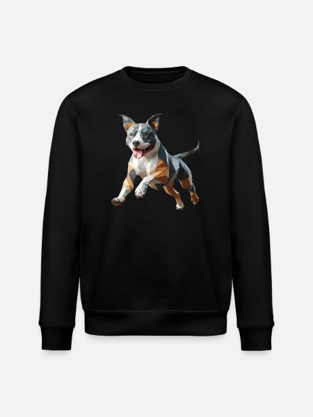 Staffy origami 3d geometric dog - Stanley/Stella ROLLER Unisex Organic Sweatshirt - black