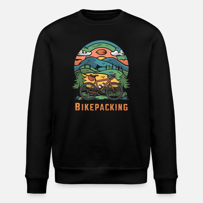 Mountainbikepacking Abenteuer Design - Stanley/Stella Unisex Bio-Sweatshirt ROLLER - Schwarz