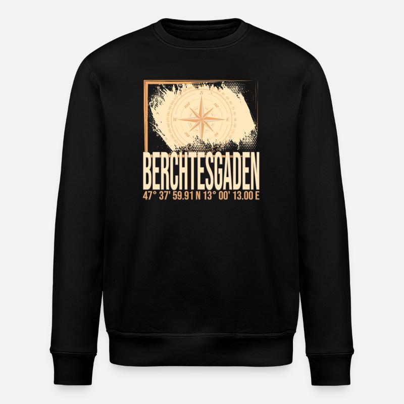 Berchtesgaden Koordinaten - Stanley/Stella Unisex Bio-Sweatshirt ROLLER - Schwarz