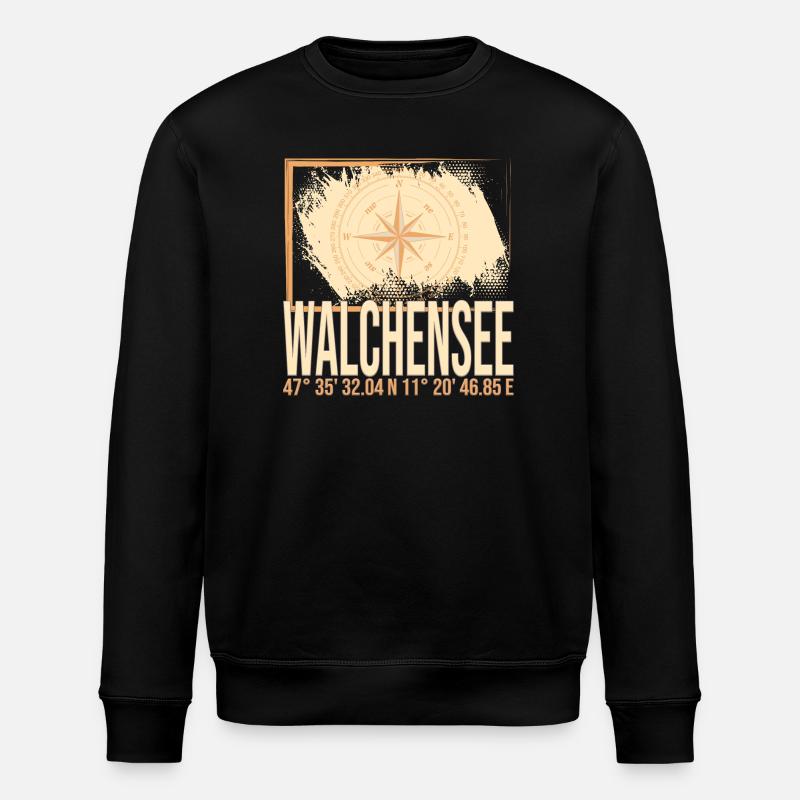 Walchensee Koordinaten - Stanley/Stella Unisex Bio-Sweatshirt ROLLER - Schwarz
