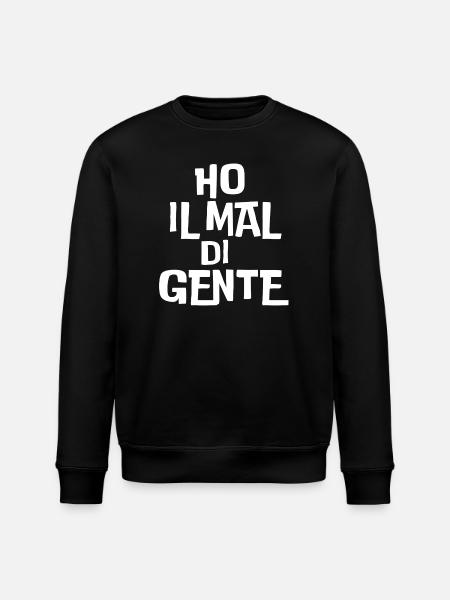 Mal di gente - una stampa ironica - Felpa ecologica unisex ROLLER di Stanley/Stella - nero