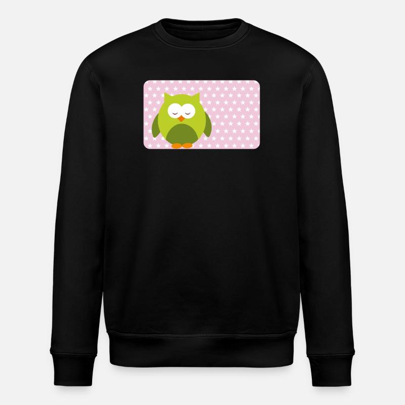 Lustige Eule mit Sternchen rosa | personalisierbar - Stanley/Stella Unisex Bio-Sweatshirt ROLLER - Schwarz