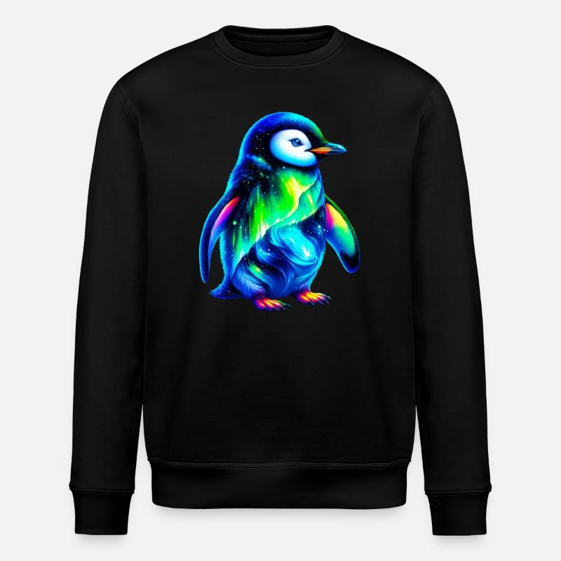 Aurora Borealis Penguin - Stanley/Stella ROLLER Unisex Organic Sweatshirt - black
