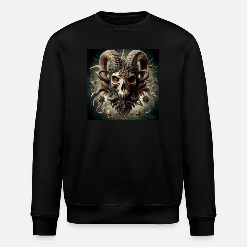 Crâne de chèvre mâle 3D - Sweat bio ROLLER Stanley/Stella Unisexe - noir