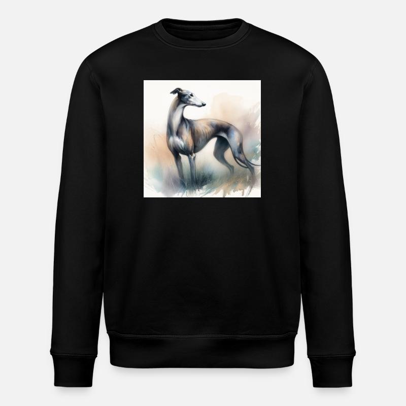 Aquarell Greyhound - Stanley/Stella Unisex Bio-Sweatshirt ROLLER - Schwarz