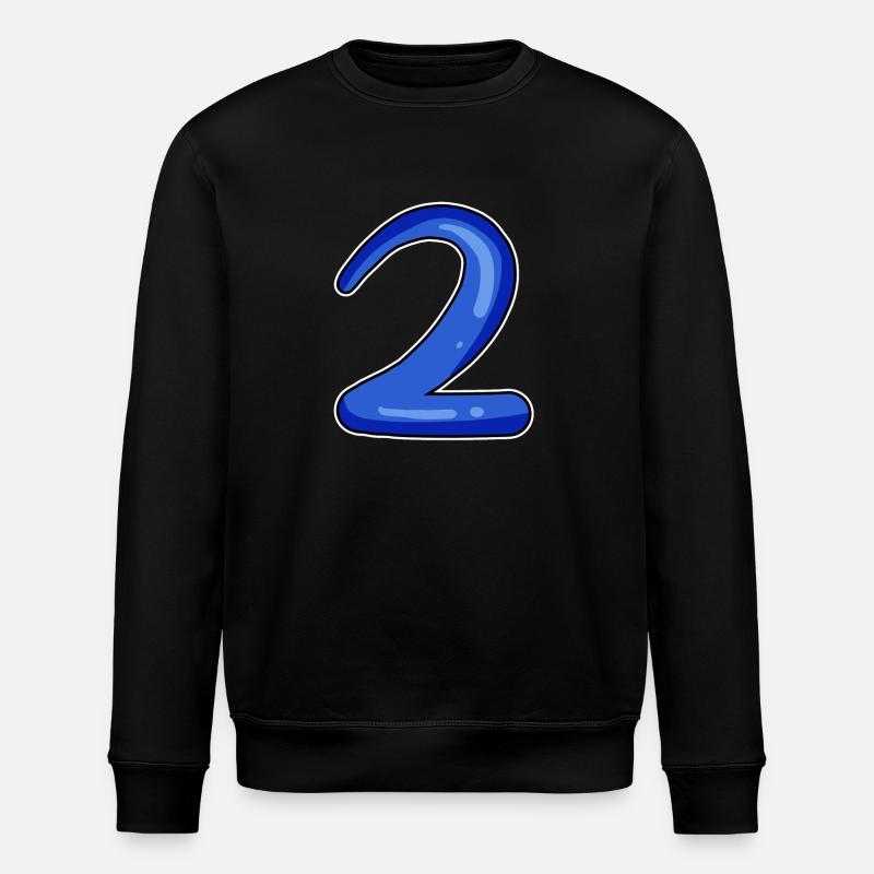 Two - 2 - Number Number - Stanley/Stella ROLLER Unisex Organic Sweatshirt - black