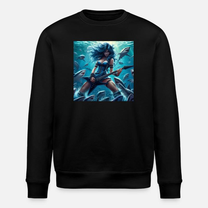Metalhead unter Haien - Stanley/Stella Unisex Bio-Sweatshirt ROLLER - Schwarz