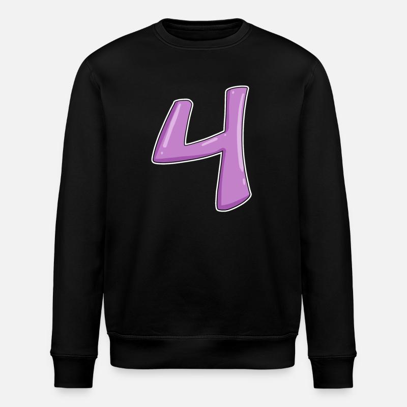 4 - Vier Zahl Nummer - Stanley/Stella Unisex Bio-Sweatshirt ROLLER - Schwarz