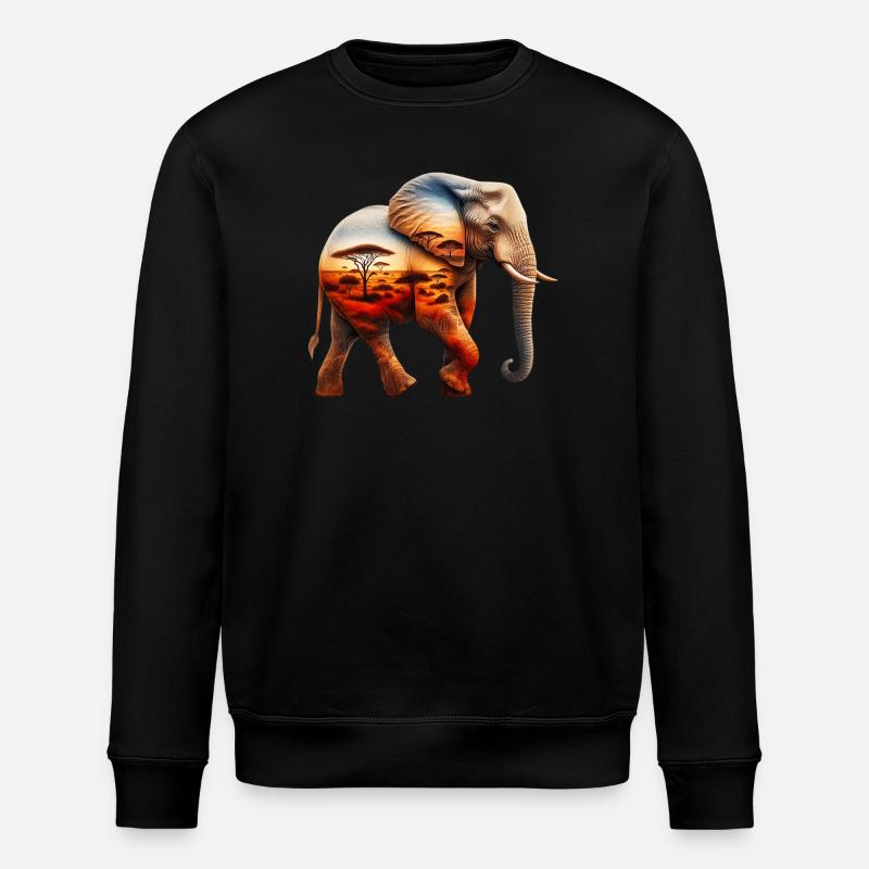 Elephant - Stanley/Stella ROLLER Unisex Organic Sweatshirt - black