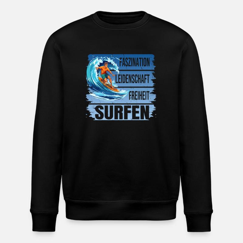 Faszination - Leidenschaft - Freiheit - Surfen - Stanley/Stella Unisex Bio-Sweatshirt ROLLER - Schwarz