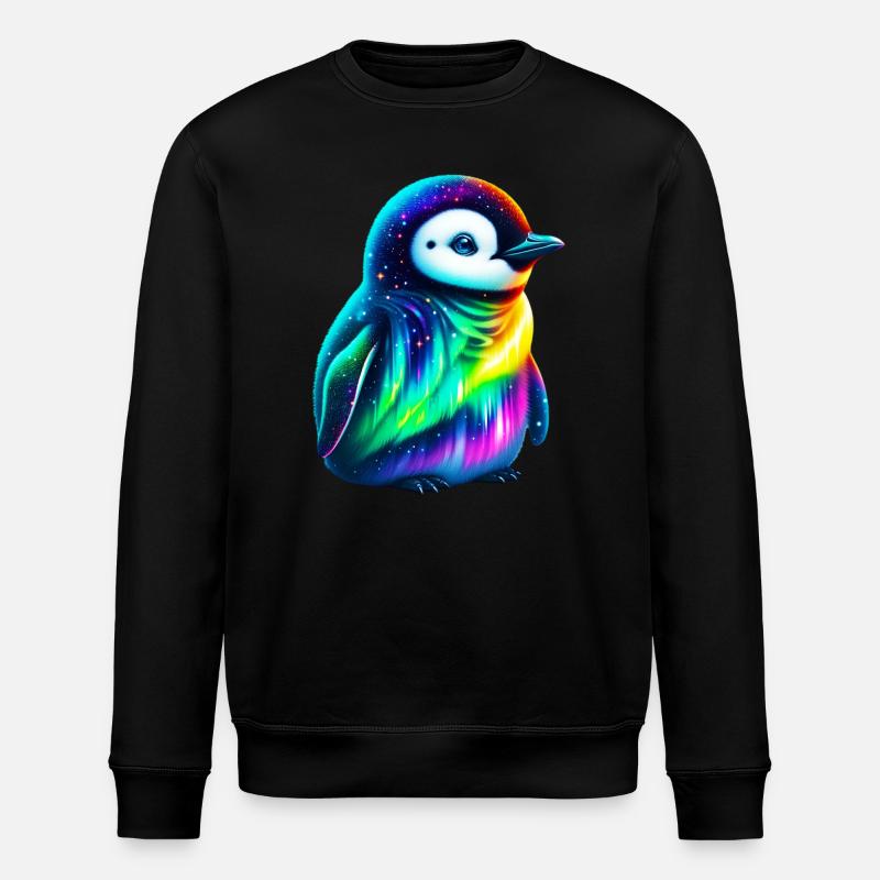 Aurora Borealis Penguin - Stanley/Stella ROLLER Unisex Organic Sweatshirt - black