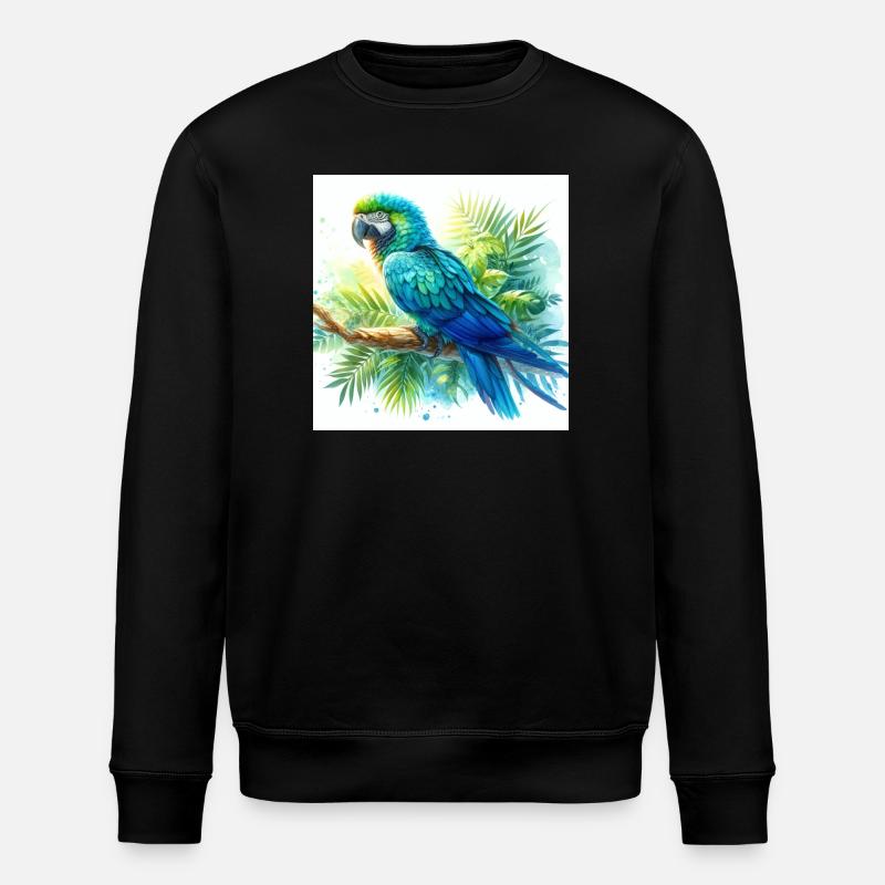 Aquarell Blauer Ara - Stanley/Stella Unisex Bio-Sweatshirt ROLLER - Schwarz