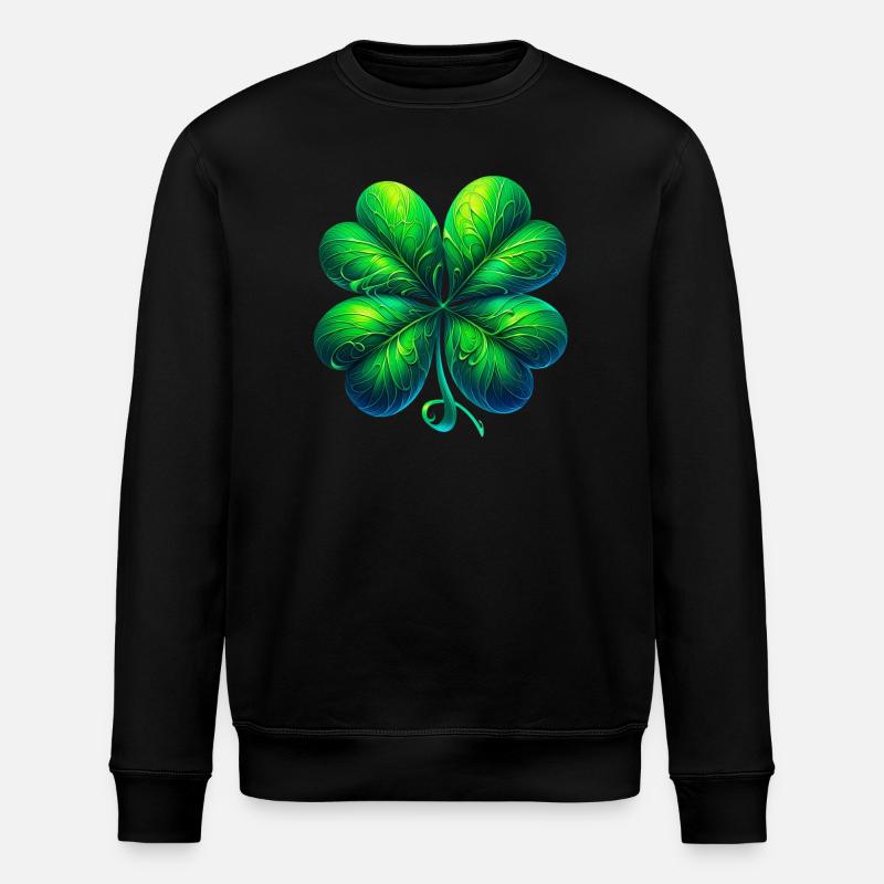 Vierblättriges Kleeblatt - Stanley/Stella Unisex Bio-Sweatshirt ROLLER - Schwarz