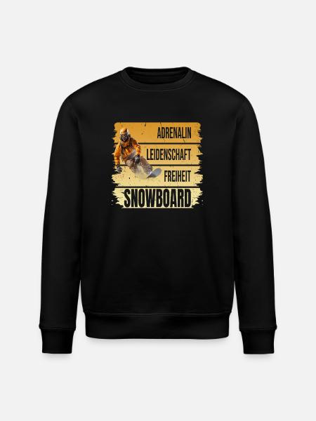 Adrenalin - Leidenschaft - Freiheit - Snowboard - Stanley/Stella Unisex Bio-Sweatshirt ROLLER - Schwarz