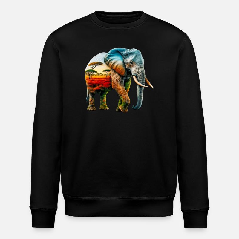 Elephant - Stanley/Stella ROLLER Unisex Organic Sweatshirt - black