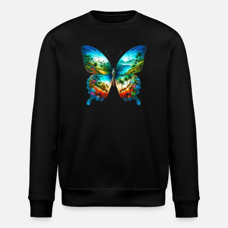 Schmetterling - Stanley/Stella Unisex Bio-Sweatshirt ROLLER - Schwarz