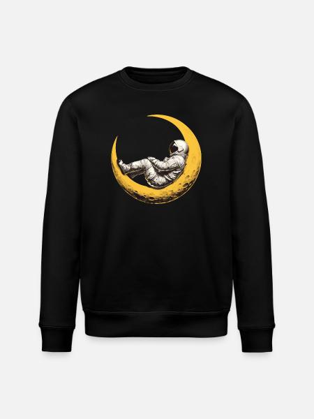 An astronaut on a crescent Moon - Stanley/Stella ROLLER Unisex Organic Sweatshirt - black