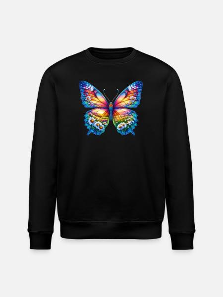Butterfly flowers daisy daisies - Stanley/Stella ROLLER Unisex Organic Sweatshirt - black