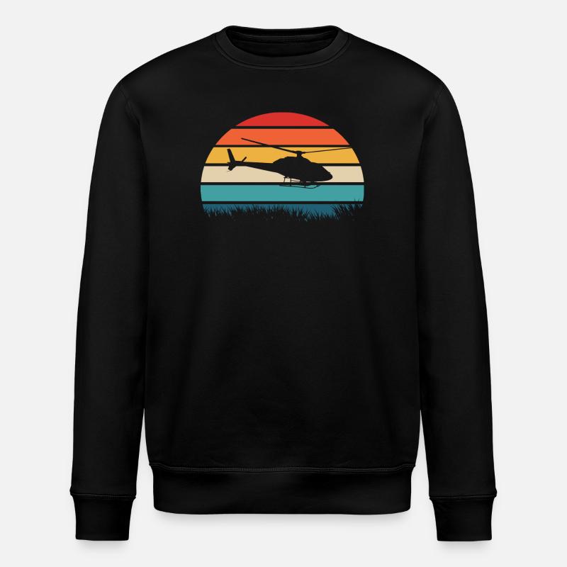 Helikopter Pilot Retro Geschenk - Stanley/Stella Unisex Bio-Sweatshirt ROLLER - Schwarz