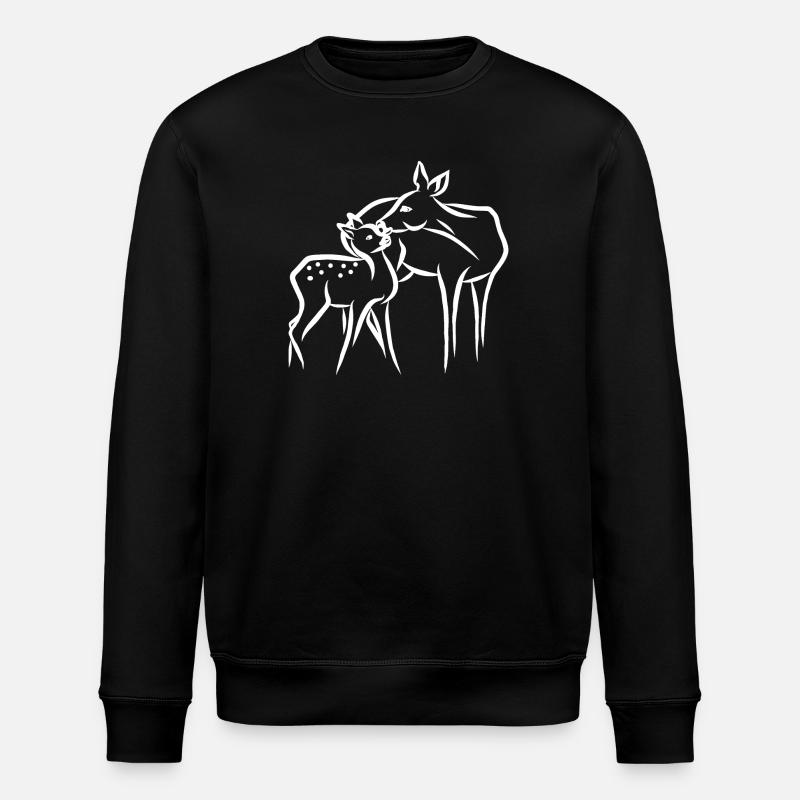 Roe deer with fawn - Stanley/Stella ROLLER Unisex Organic Sweatshirt - black