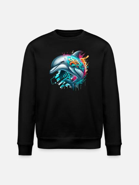 Dolphin - Stanley/Stella ROLLER Unisex Organic Sweatshirt - black