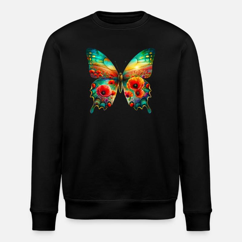 Schmetterlingsblumen Mohnfeld - Stanley/Stella Unisex Bio-Sweatshirt ROLLER - Schwarz