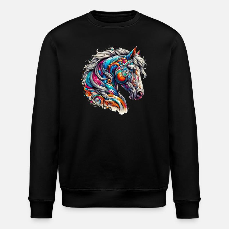 Pferd - Stanley/Stella Unisex Bio-Sweatshirt ROLLER - Schwarz