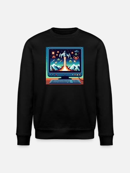 Retro Airplane Game - Stanley/Stella ROLLER Unisex Organic Sweatshirt - black
