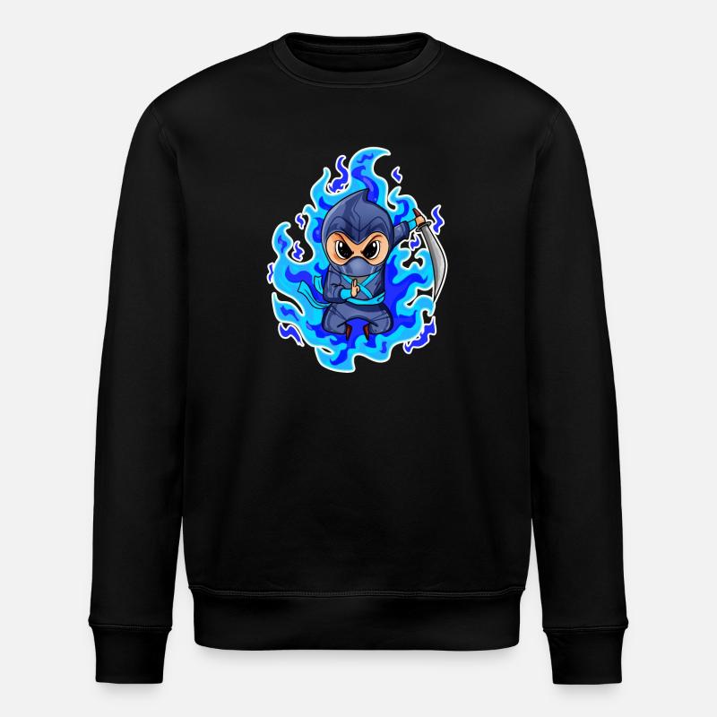 Motif Ninja Bleu Feu - Sweat bio ROLLER Stanley/Stella Unisexe - noir