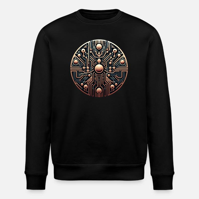 Logo futuriste du circuit Mandala - Sweat bio ROLLER Stanley/Stella Unisexe - noir