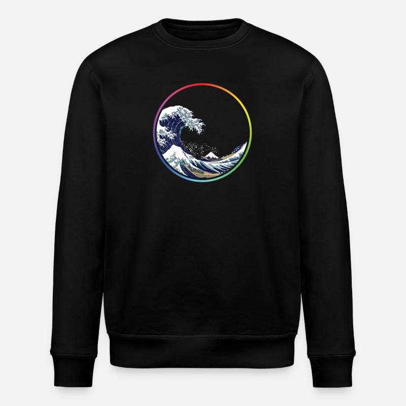 Regenbogen-Wellen-Kreis - Stanley/Stella Unisex Bio-Sweatshirt ROLLER - Schwarz