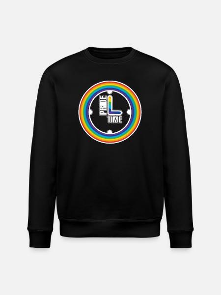 Rainbow Pride Ring Clock - Stanley/Stella ROLLER Unisex Organic Sweatshirt - black