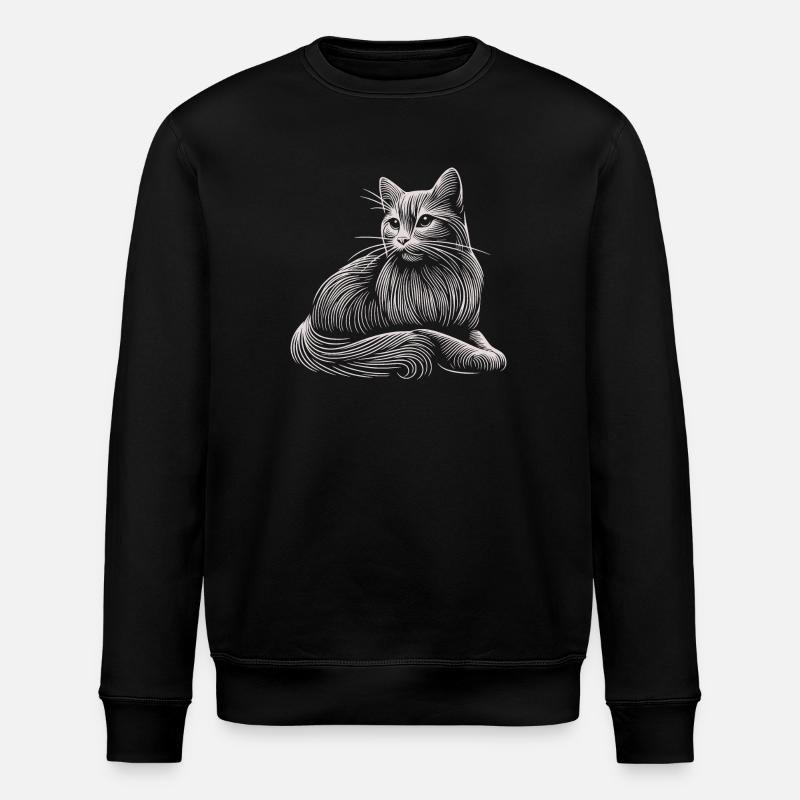 chat blanc motifs traits lumière - Sweat bio ROLLER Stanley/Stella Unisexe - noir
