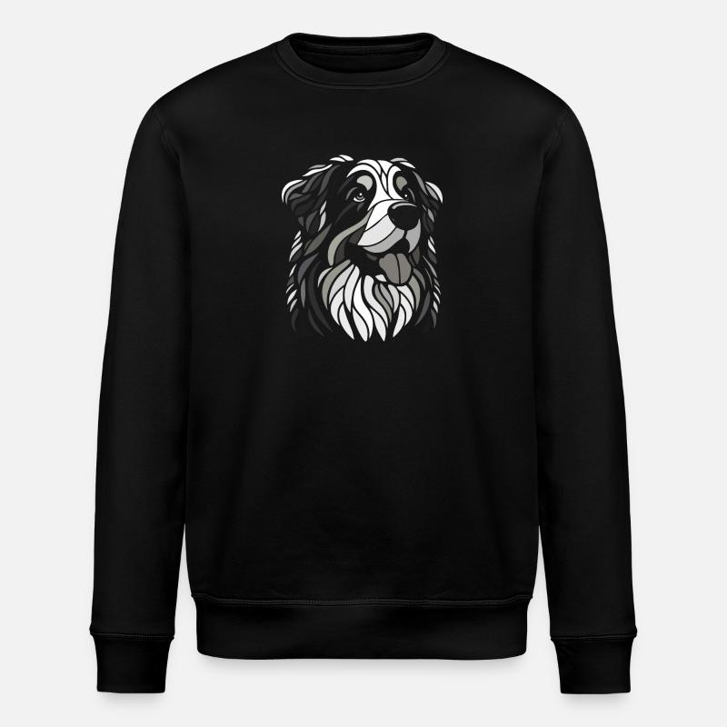 Berner Sennenhund Kopf Schwarz-Weiß - Stanley/Stella Unisex Bio-Sweatshirt ROLLER - Schwarz