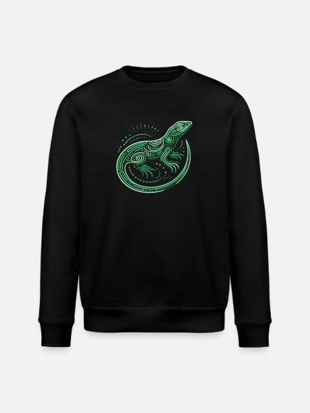 Eidechsen-Grüntöne, Aborigine-Motive, Tribal - Stanley/Stella Unisex Bio-Sweatshirt ROLLER - Schwarz