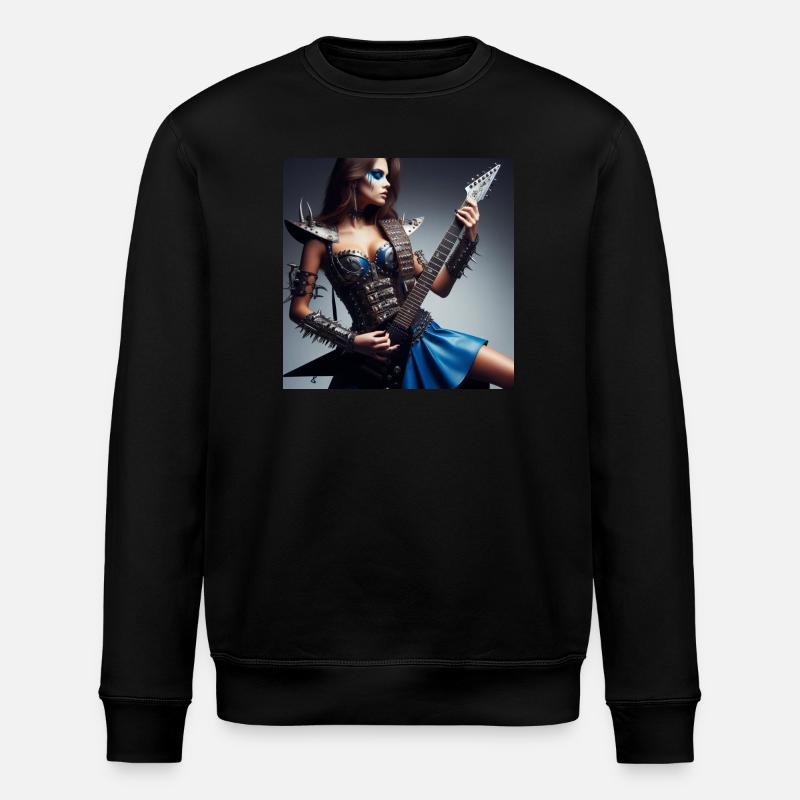 Weibliche Gitarrenheldin - Stanley/Stella Unisex Bio-Sweatshirt ROLLER - Schwarz