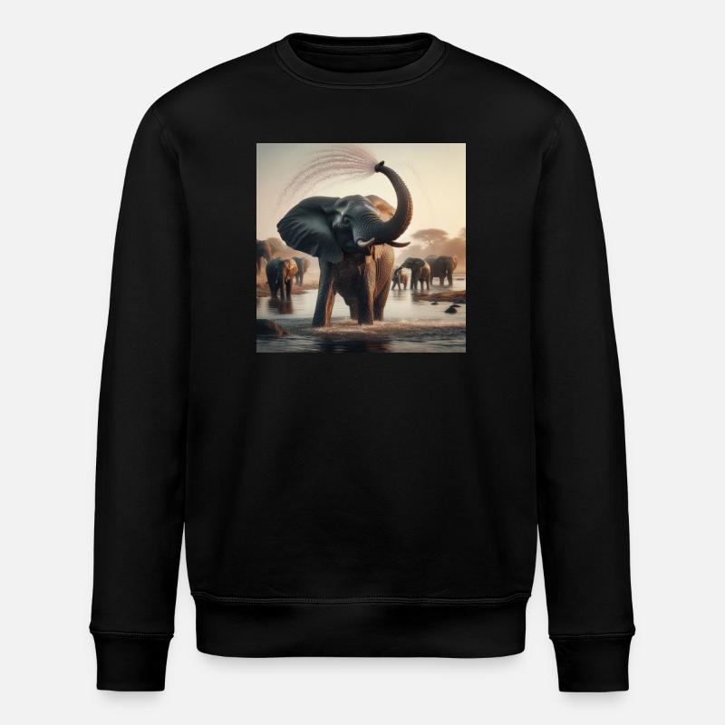Elefanten im Dschungel - Stanley/Stella Unisex Bio-Sweatshirt ROLLER - Schwarz