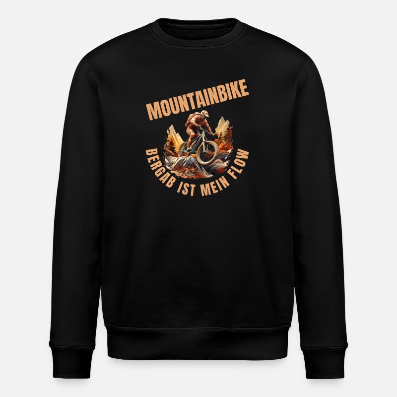 MTB: Bergab ist mein Flow - Stanley/Stella Unisex Bio-Sweatshirt ROLLER - Schwarz