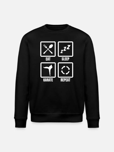 Eat Sleep Karate Repeat - Stanley/Stella ROLLER Unisex Organic Sweatshirt - black